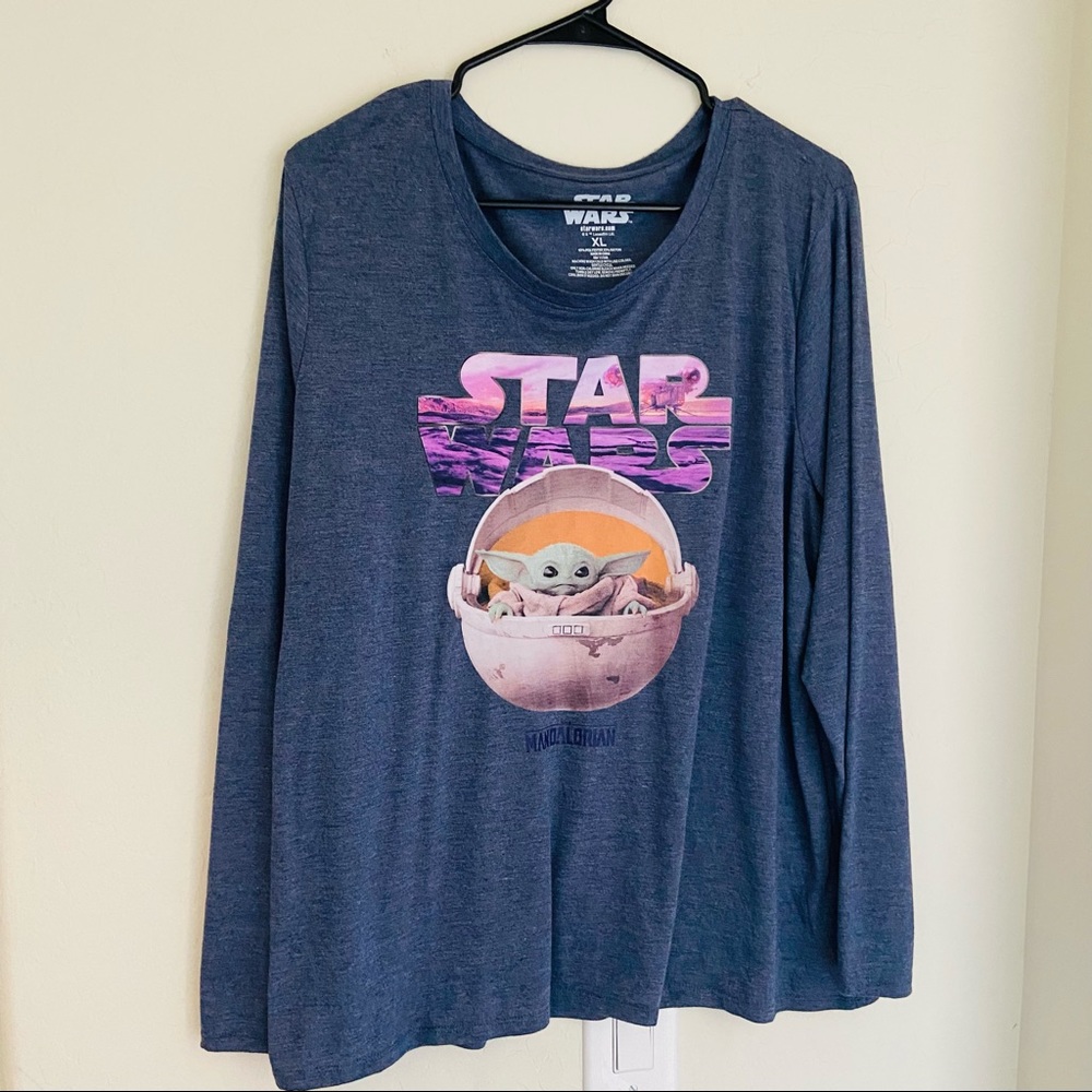 Star Wars the Mandalorian Baby Yoda Long Sleeve Tee Womenβsβ Size XL